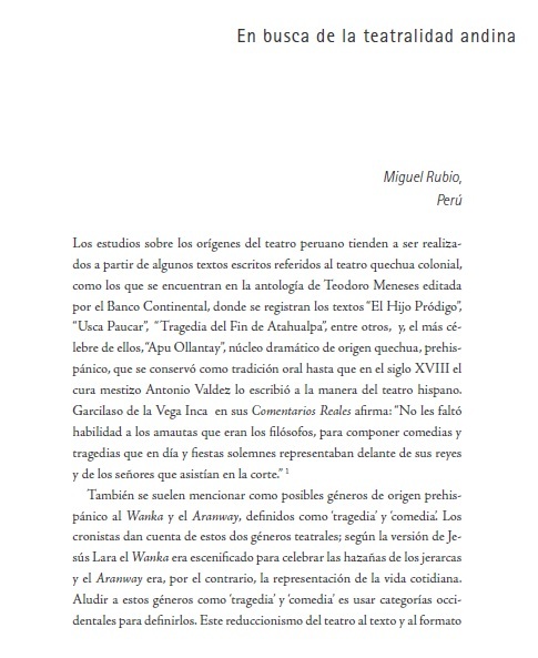En busca de la teatralidad andina