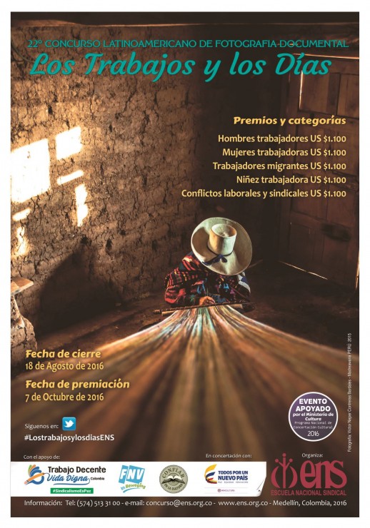 Los concursantes podrán ingresar únicamente sus fotografías por Internet, para lo cual deberán llenar el formato que estará disponible en la página web http://www.ens.org.co/concurso2016/ hasta el 18 de agosto de 2016, fecha límite para la recepción de obras.