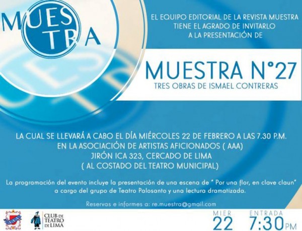 Revista MUESTRA N° 27 dedicada a Ismael Contreras se presenta este 22 de febrero en la AAA