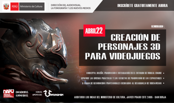 [SEMINARIO] “CREACIÓN DE PERSONAJES 3D PARA VIDEOJUEGOS” EL 22 DE ABRIL.