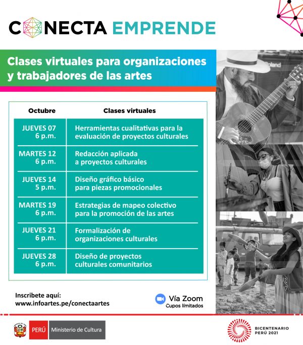 Conecta: herramientas de gestión, producción y creación para trabajadores de las artes. Mes de octubre
