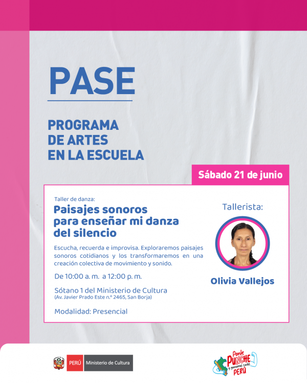 Participa del taller presencial de danza en el marco del Programa de Artes en la Escuela – PASE. Sábado 21 de junio